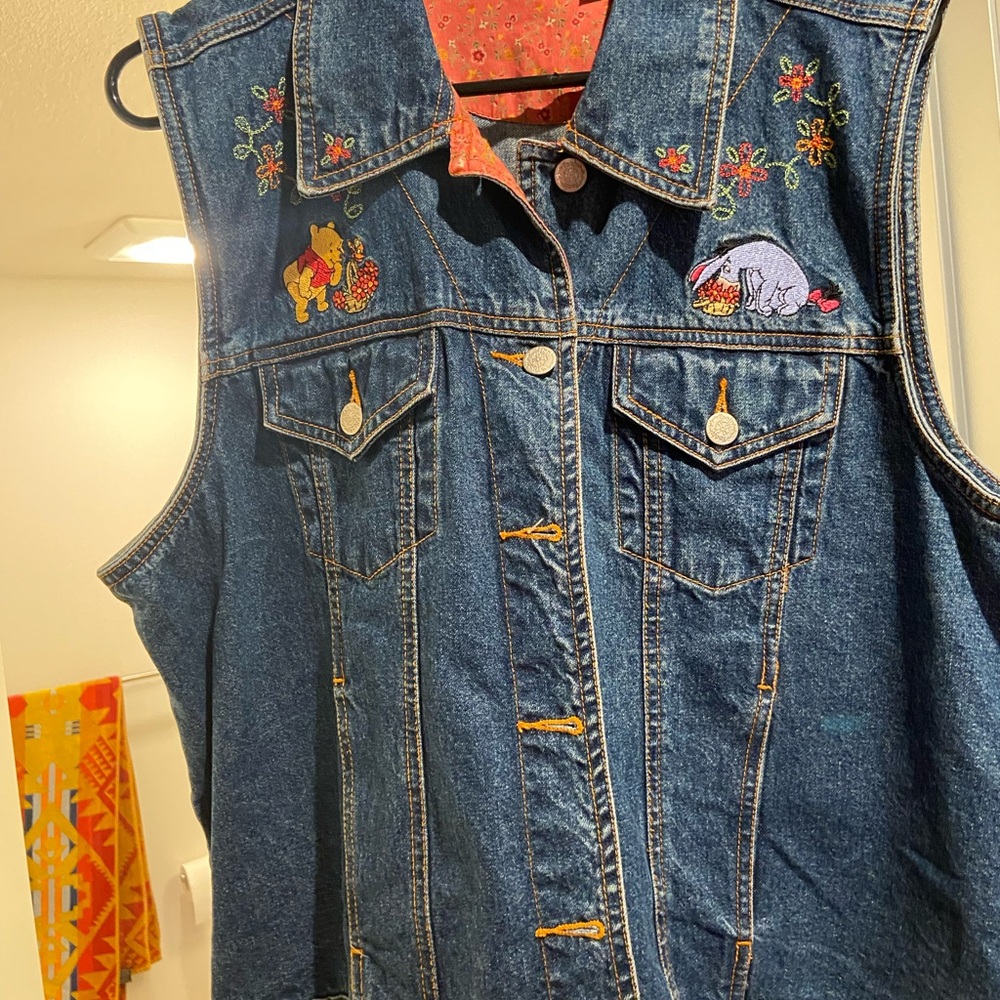 Disney Denim Vest with Embroidered Characters